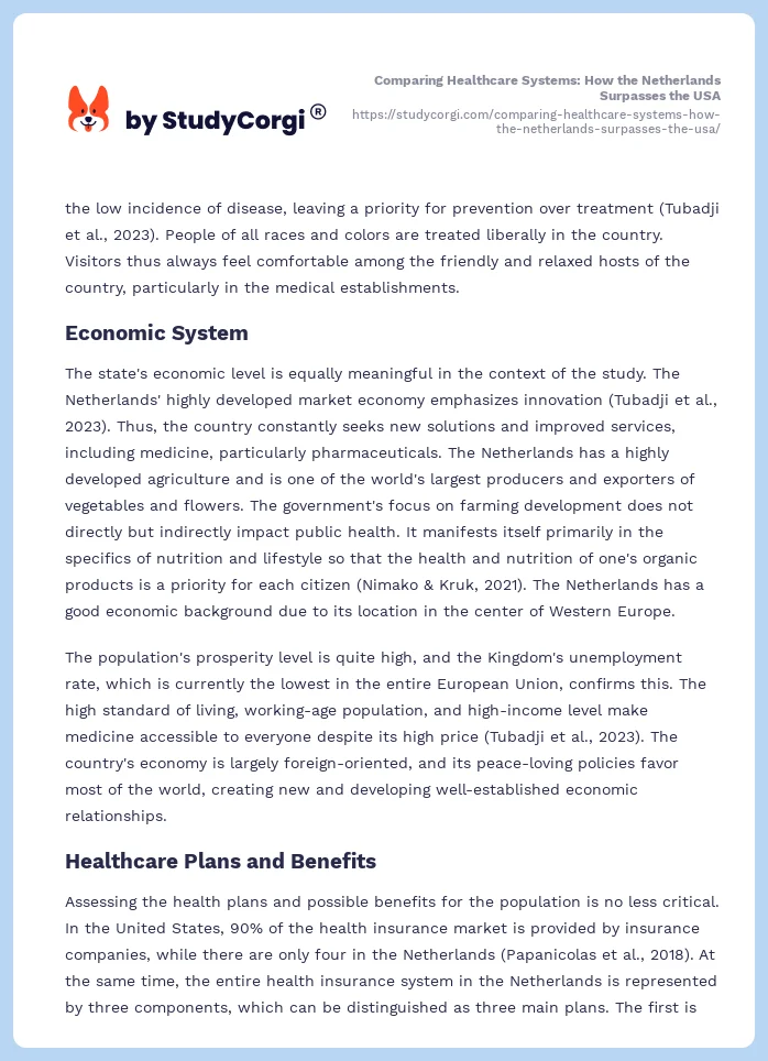 Comparing Healthcare Systems: How the Netherlands Surpasses the USA. Page 2