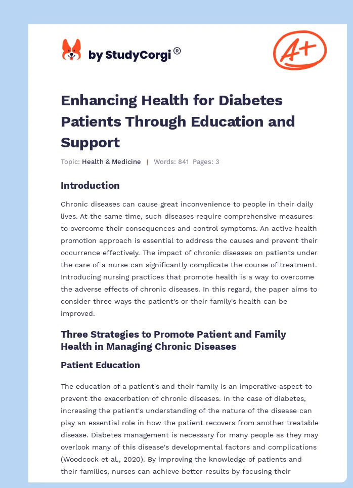 Enhancing Health for Diabetes Patients Through Education and Support. Page 1