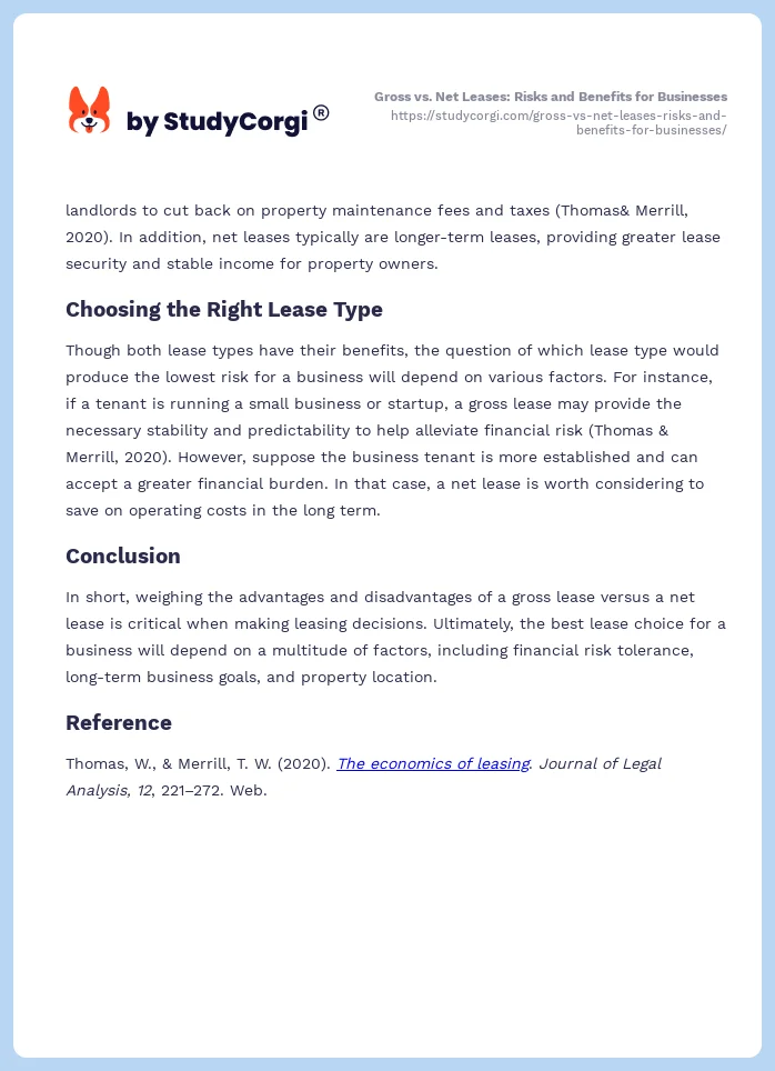 Gross vs. Net Leases: Risks and Benefits for Businesses. Page 2