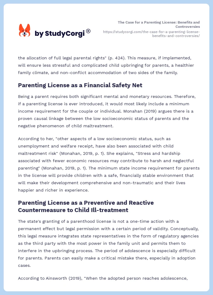 The Case for a Parenting License: Benefits and Controversies. Page 2