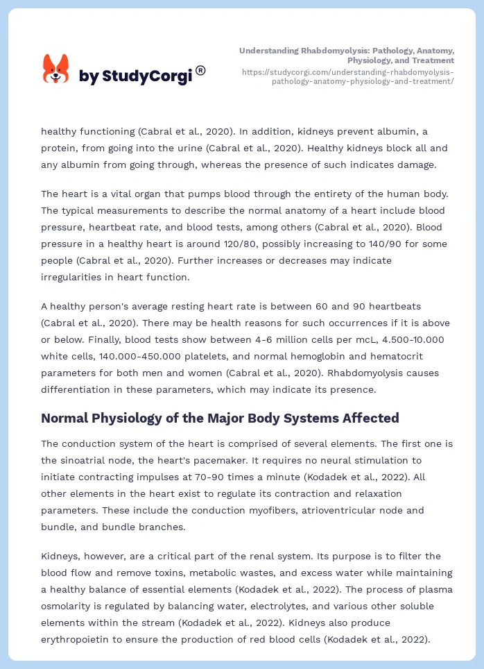 Understanding Rhabdomyolysis: Pathology, Anatomy, Physiology, and Treatment. Page 2