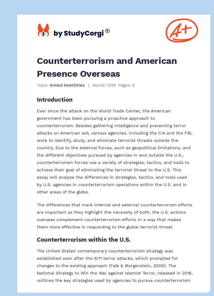 Counterterrorism and American Presence Overseas. Page 1