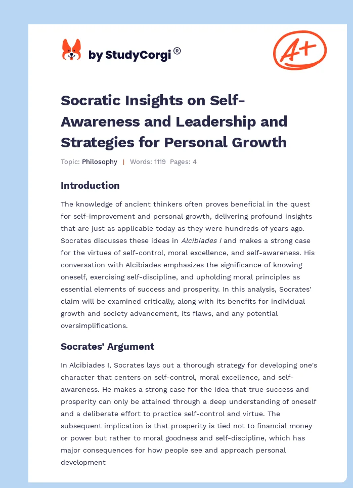 Socratic Insights on Self-Awareness and Leadership and Strategies for Personal Growth. Page 1