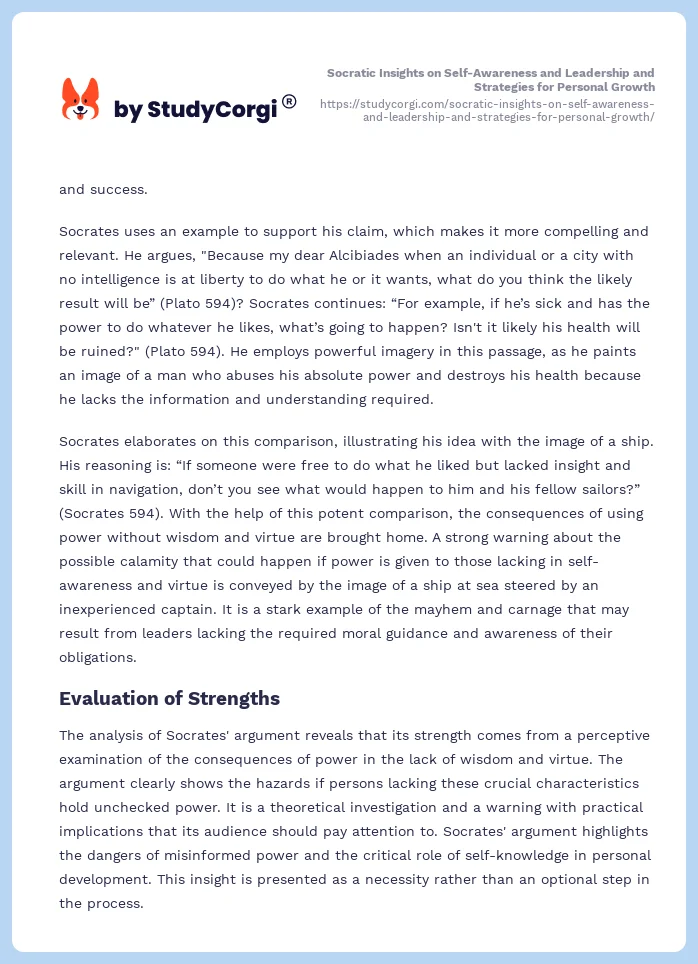 Socratic Insights on Self-Awareness and Leadership and Strategies for Personal Growth. Page 2