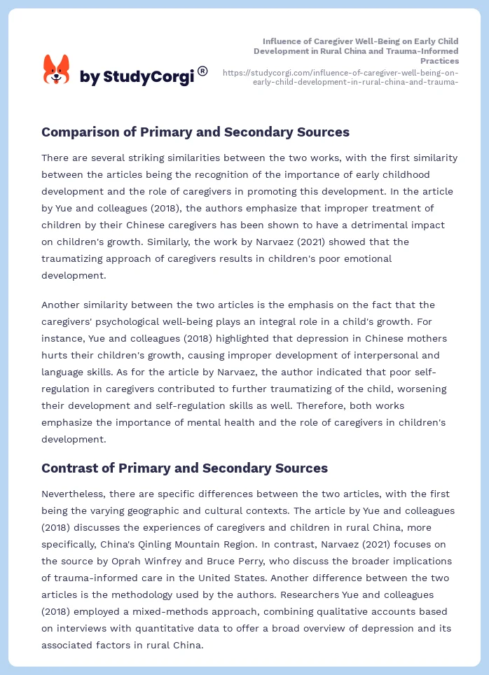 Influence of Caregiver Well-Being on Early Child Development in Rural China and Trauma-Informed Practices. Page 2