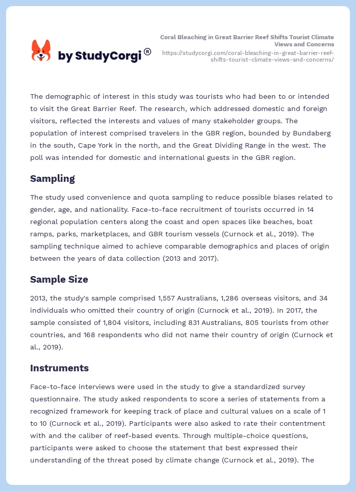 Coral Bleaching in Great Barrier Reef Shifts Tourist Climate Views and Concerns. Page 2