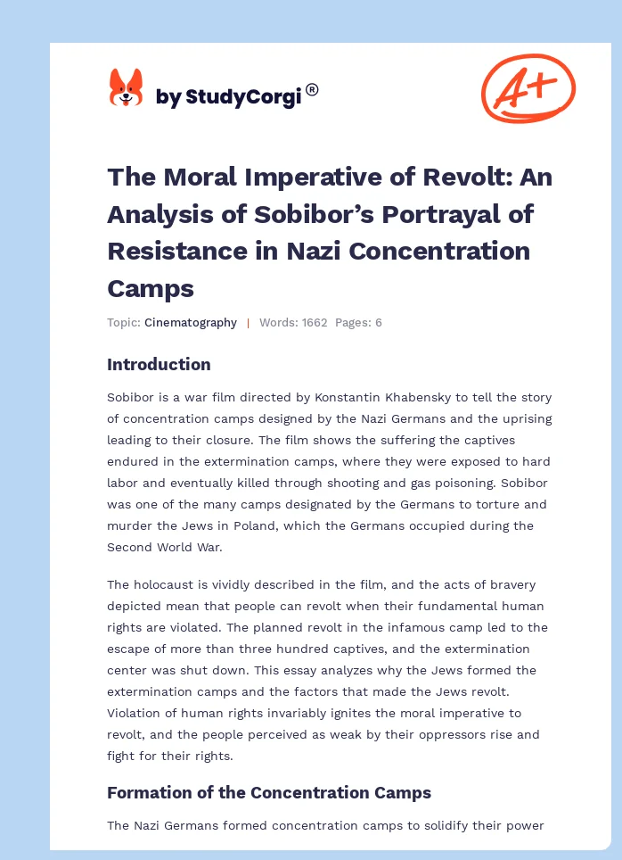 The Moral Imperative of Revolt: An Analysis of Sobibor’s Portrayal of Resistance in Nazi Concentration Camps. Page 1