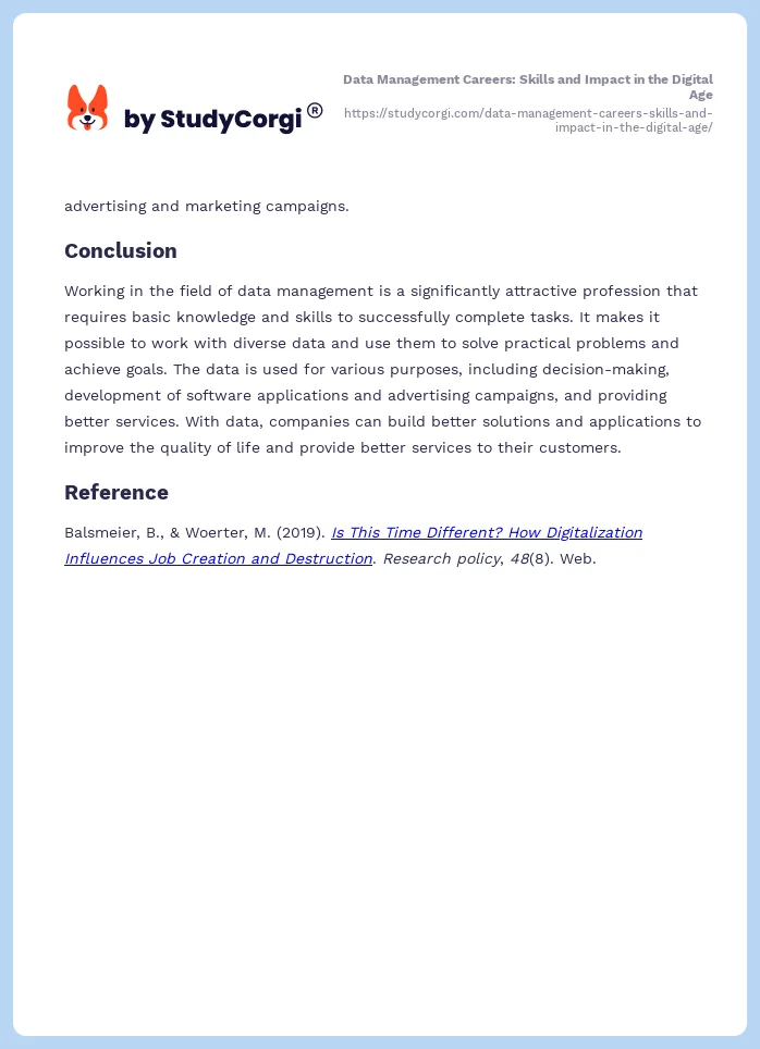 Data Management Careers: Skills and Impact in the Digital Age. Page 2