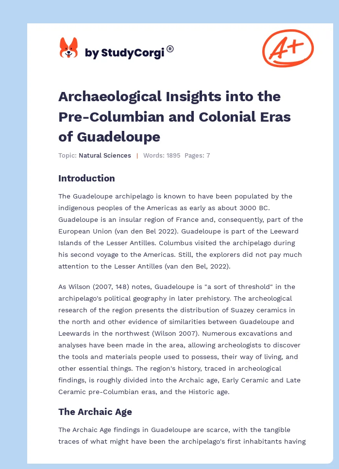 Archaeological Insights into the Pre-Columbian and Colonial Eras of Guadeloupe. Page 1