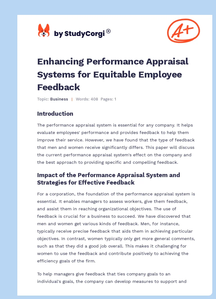 Enhancing Performance Appraisal Systems for Equitable Employee Feedback. Page 1