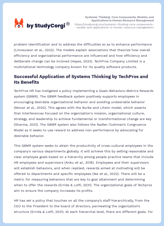 Systemic Thinking: Core Components, Models, and Applications in Human Resource Management. Page 2