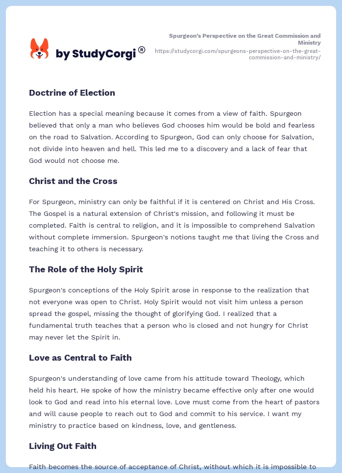 Spurgeon’s Perspective on the Great Commission and Ministry. Page 2