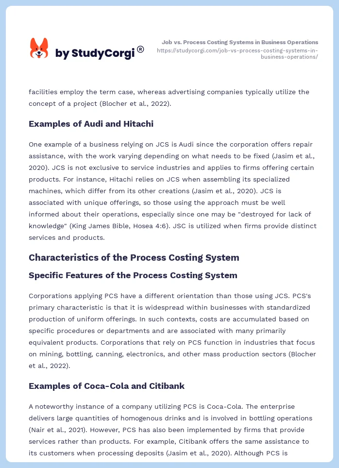 Job vs. Process Costing Systems in Business Operations. Page 2