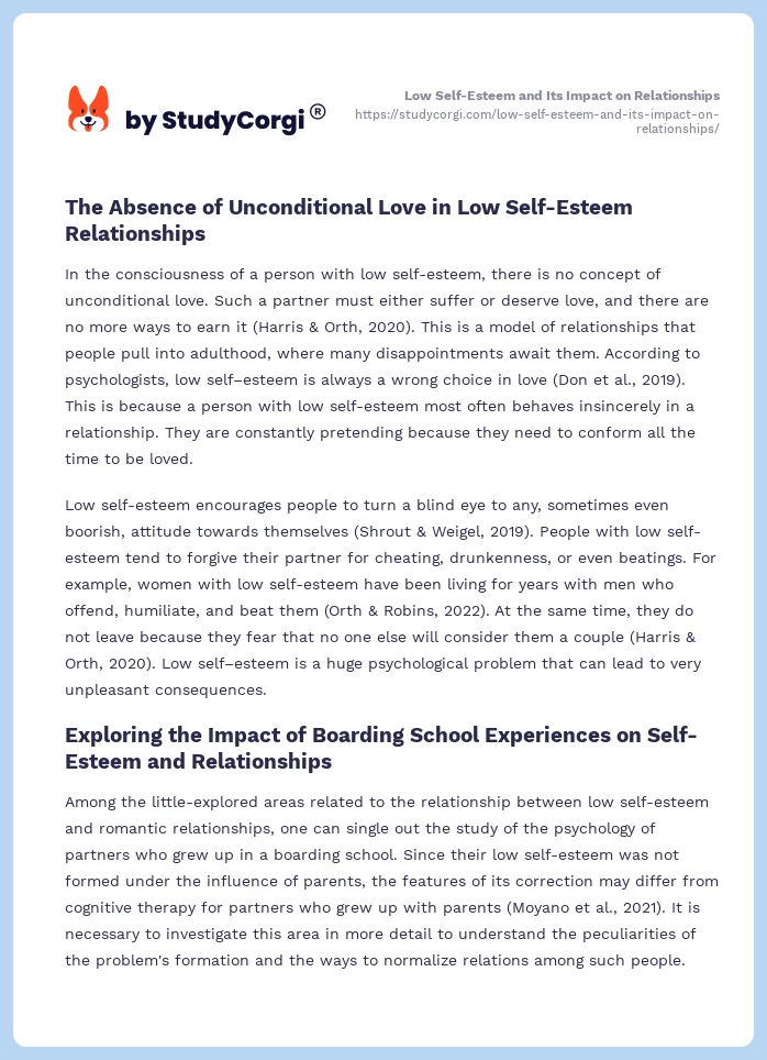 Low Self-Esteem and Its Impact on Relationships. Page 2