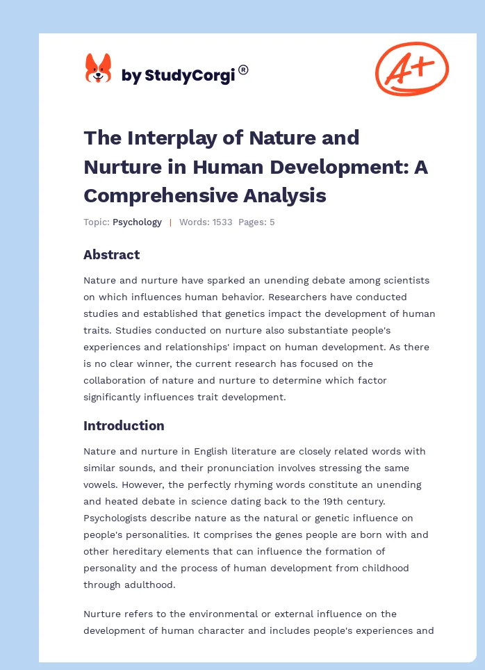 The Interplay of Nature and Nurture in Human Development: A Comprehensive Analysis. Page 1