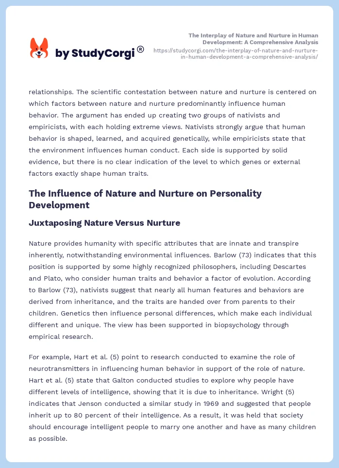 The Interplay of Nature and Nurture in Human Development: A Comprehensive Analysis. Page 2