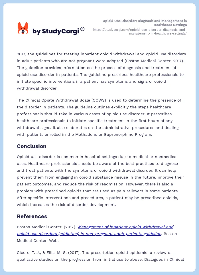 Opioid Use Disorder: Diagnosis and Management in Healthcare Settings. Page 2