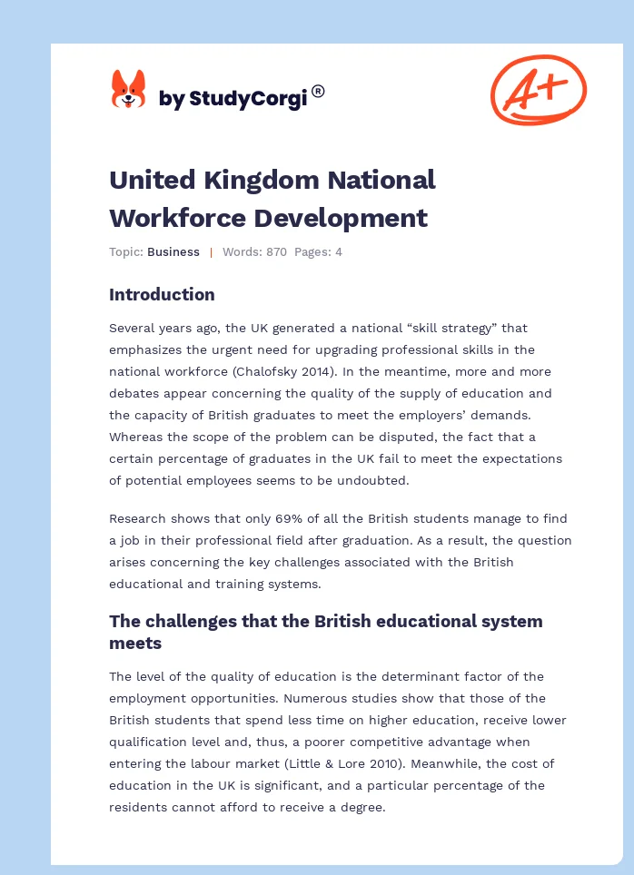 United Kingdom National Workforce Development. Page 1
