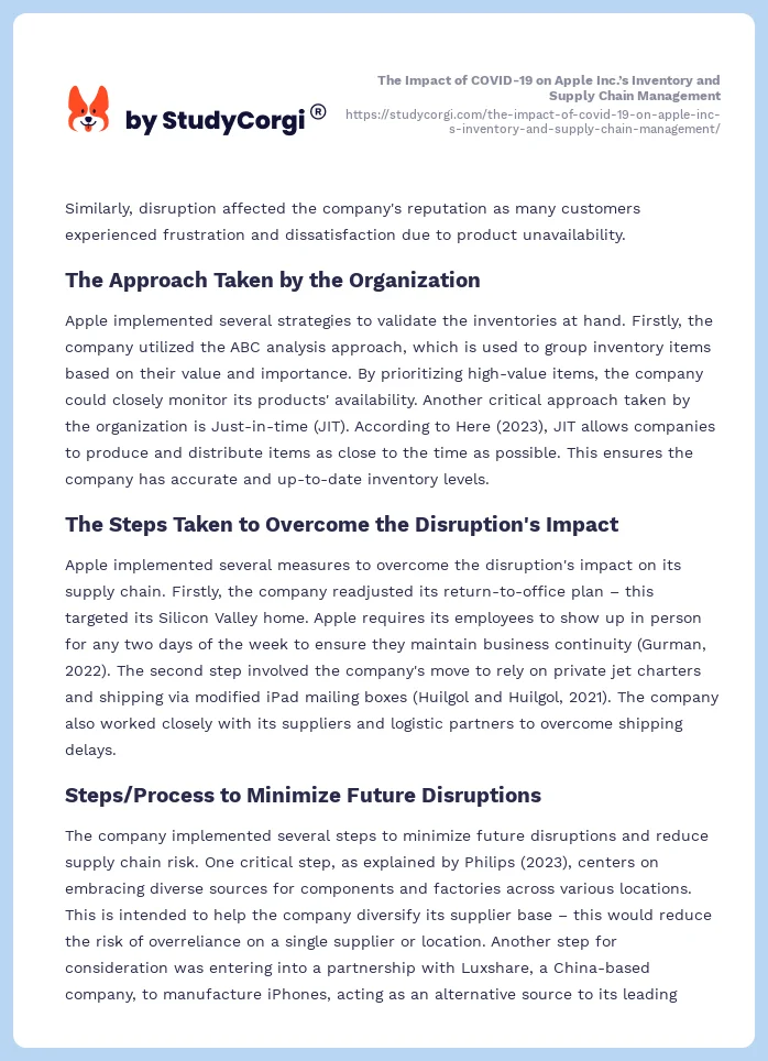 The Impact of COVID-19 on Apple Inc.’s Inventory and Supply Chain Management. Page 2