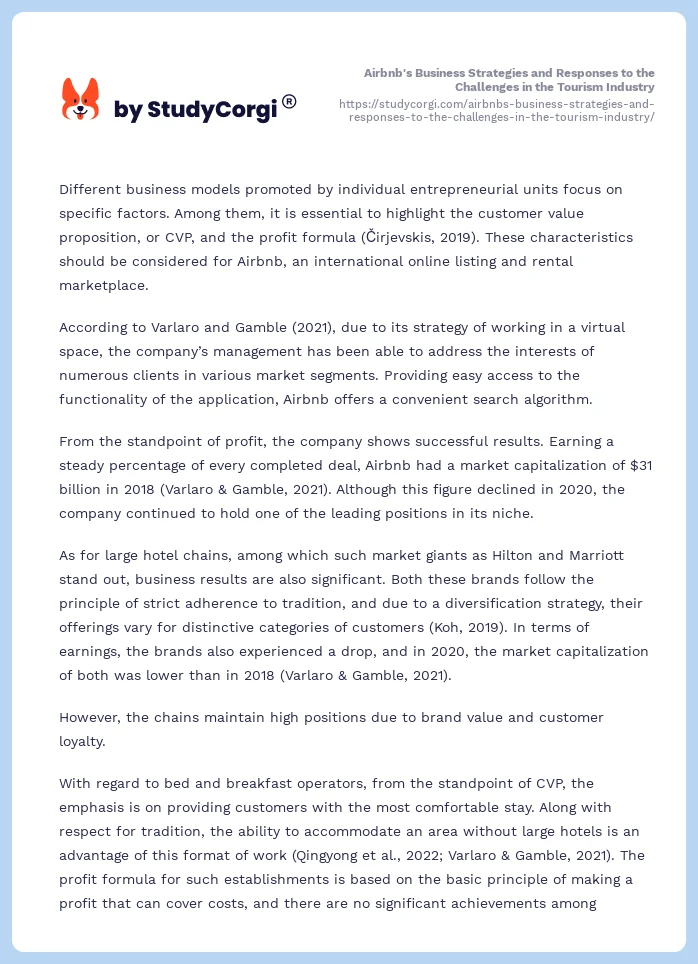 Airbnb's Business Strategies and Responses to the Challenges in the Tourism Industry. Page 2