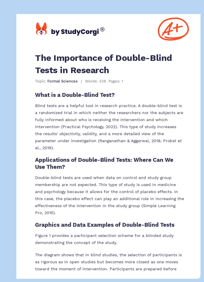 The Importance of Double-Blind Tests in Research. Page 1