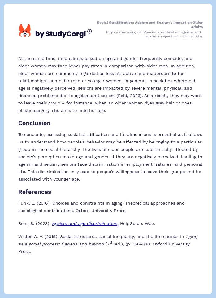 Social Stratification: Ageism and Sexism's Impact on Older Adults. Page 2