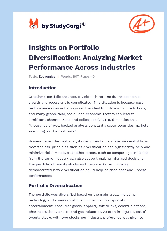 Insights on Portfolio Diversification: Analyzing Market Performance Across Industries. Page 1