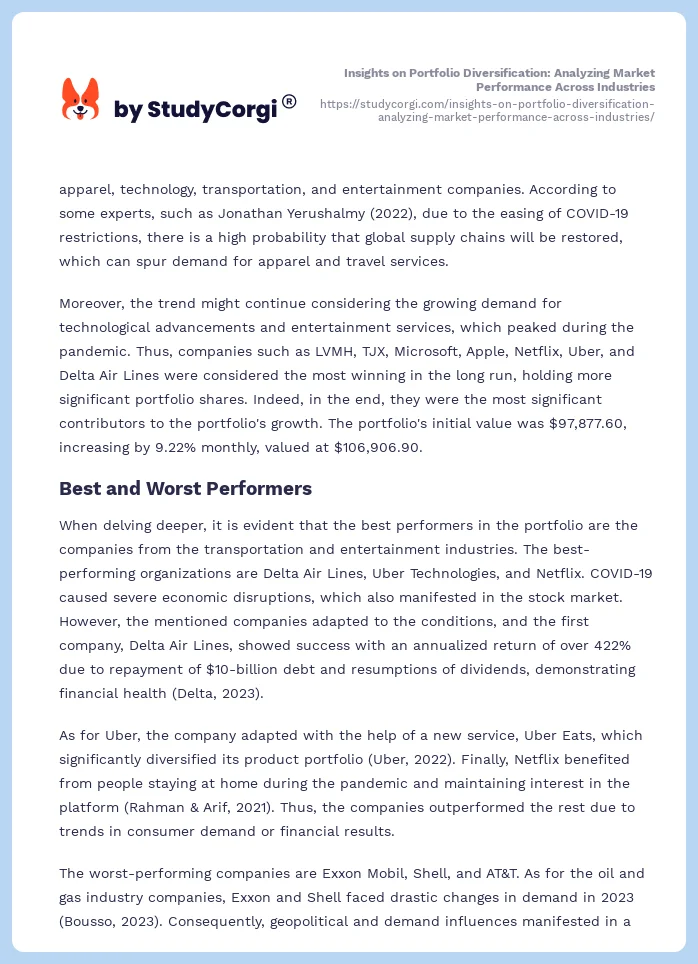 Insights on Portfolio Diversification: Analyzing Market Performance Across Industries. Page 2