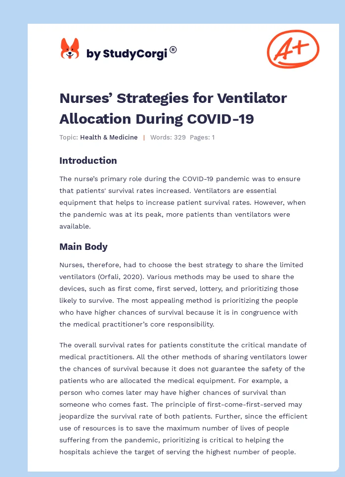 Nurses’ Strategies for Ventilator Allocation During COVID-19. Page 1