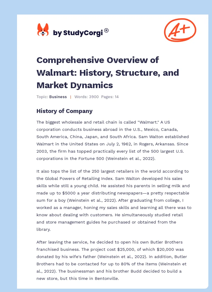 Comprehensive Overview of Walmart: History, Structure, and Market Dynamics. Page 1