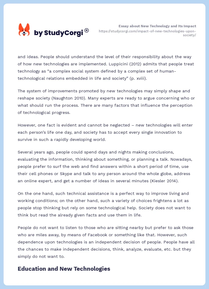 Essay about New Technology and Its Impact. Page 2