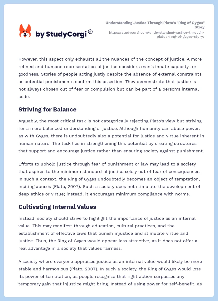 Understanding Justice Through Plato's "Ring of Gyges" Story. Page 2