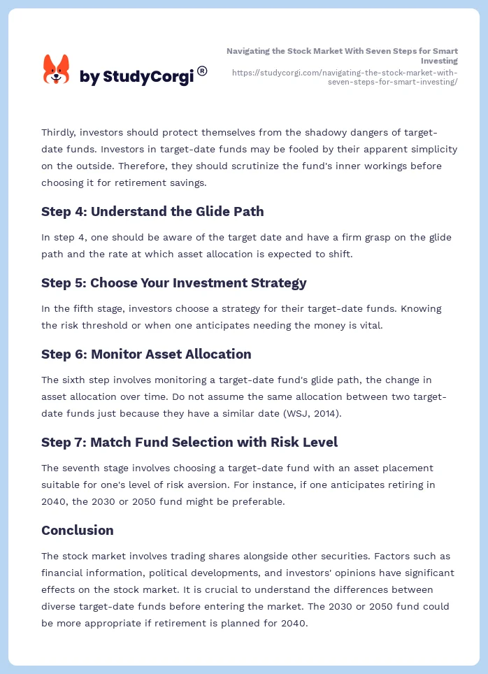 Navigating the Stock Market With Seven Steps for Smart Investing. Page 2