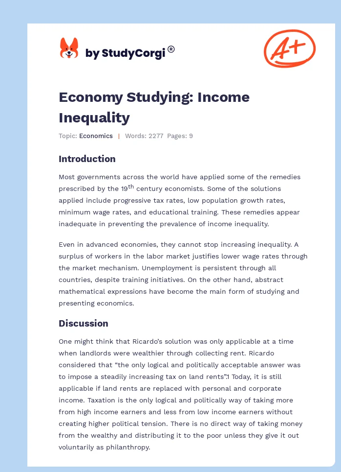 Economy Studying: Income Inequality. Page 1