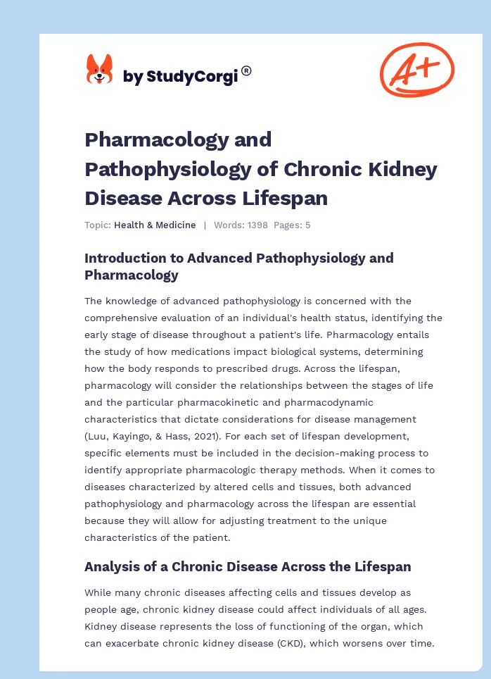 Pharmacology and Pathophysiology of Chronic Kidney Disease Across Lifespan. Page 1