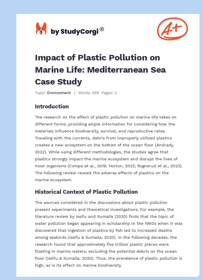 Impact of Plastic Pollution on Marine Life: Mediterranean Sea Case Study. Page 1