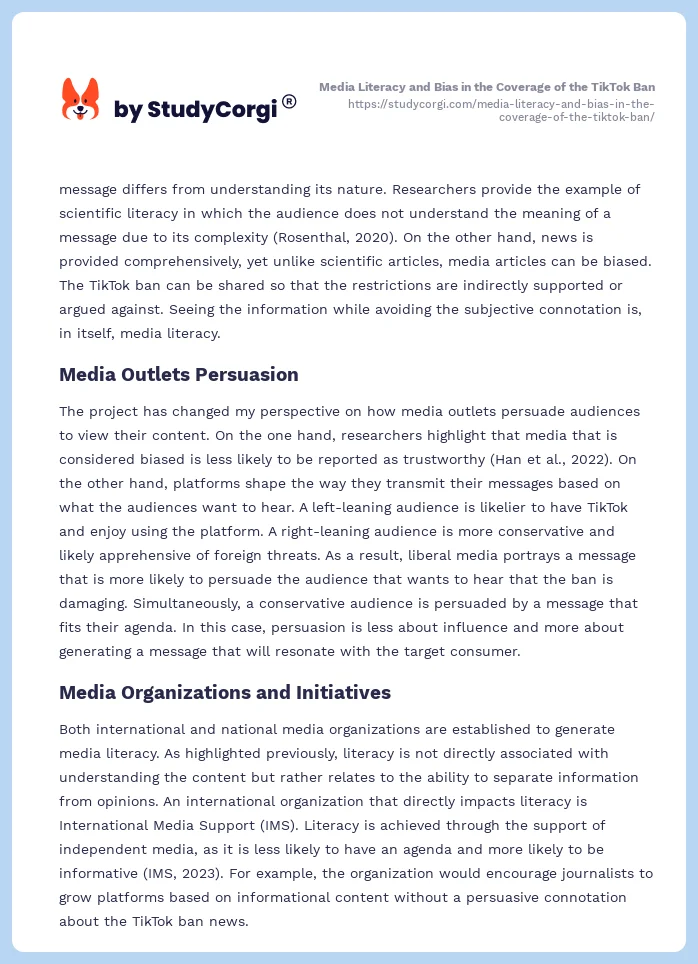 Media Literacy and Bias in the Coverage of the TikTok Ban. Page 2