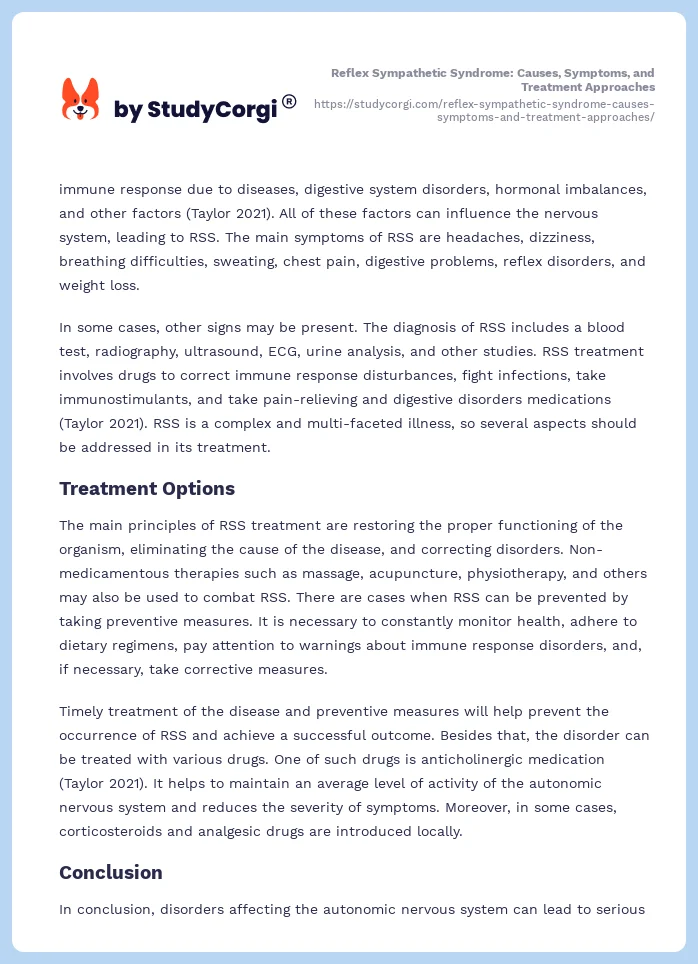 Reflex Sympathetic Syndrome: Causes, Symptoms, and Treatment Approaches. Page 2