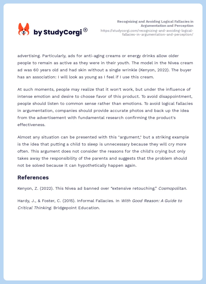 Recognizing and Avoiding Logical Fallacies in Argumentation and Perception. Page 2