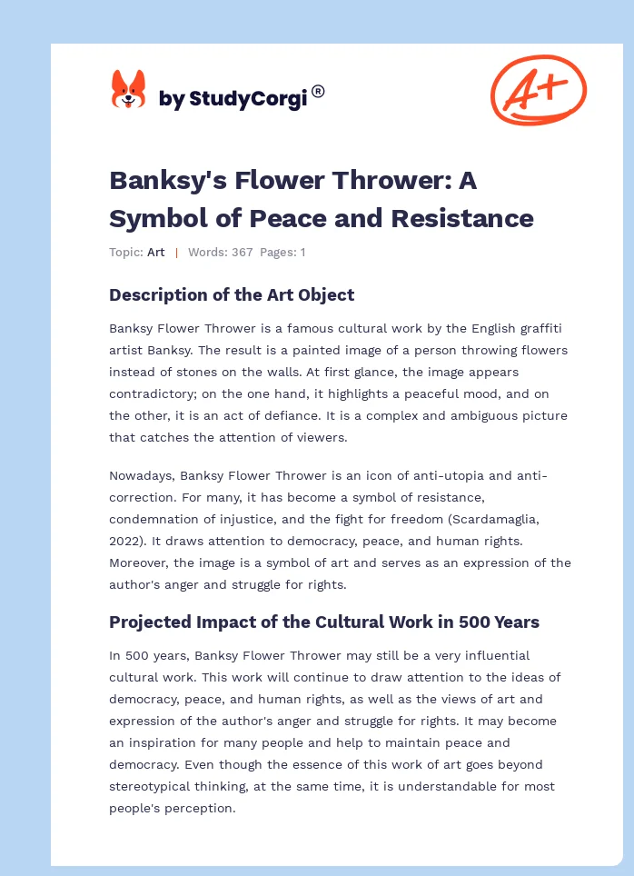 Banksy's Flower Thrower: A Symbol of Peace and Resistance. Page 1