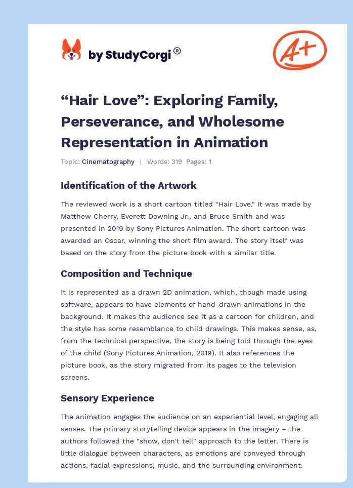 “Hair Love”: Exploring Family, Perseverance, and Wholesome Representation in Animation. Page 1