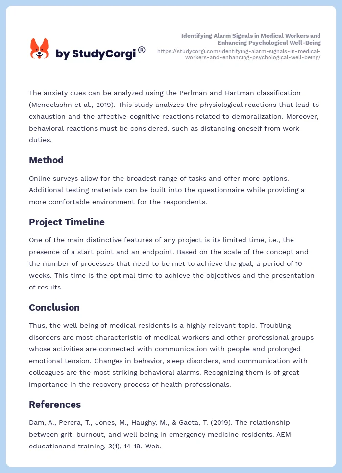 Identifying Alarm Signals in Medical Workers and Enhancing Psychological Well-Being. Page 2