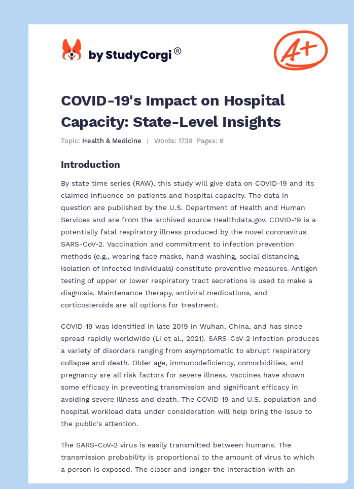 COVID-19's Impact on Hospital Capacity: State-Level Insights. Page 1