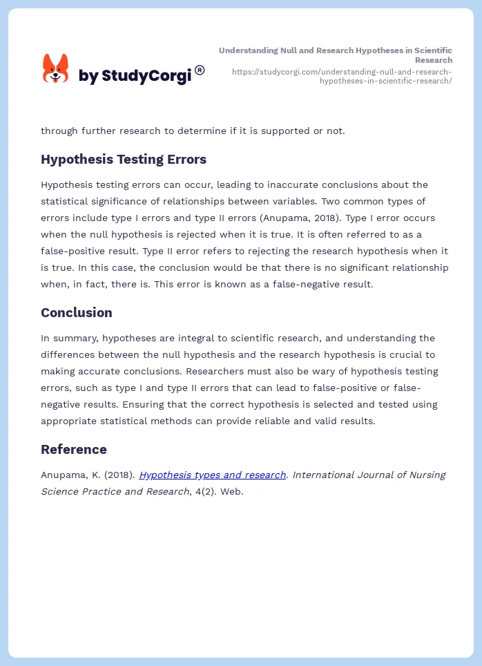 Understanding Null and Research Hypotheses in Scientific Research. Page 2