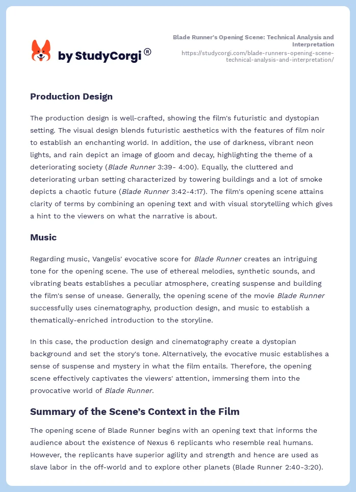 Blade Runner's Opening Scene: Technical Analysis and Interpretation. Page 2