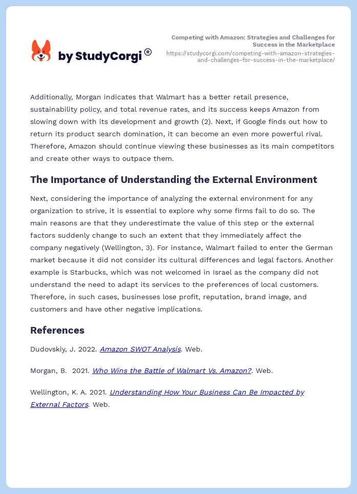 Competing with Amazon: Strategies and Challenges for Success in the Marketplace. Page 2