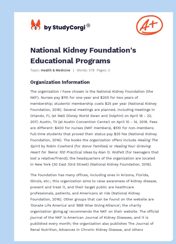 National Kidney Foundation's Educational Programs. Page 1
