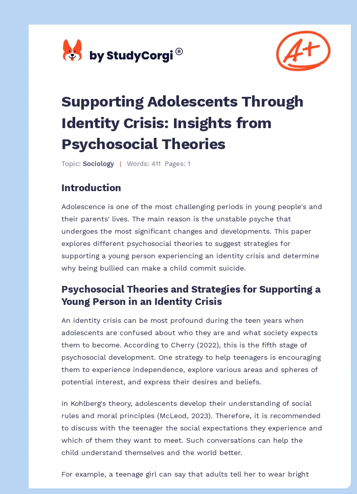 Supporting Adolescents Through Identity Crisis: Insights from Psychosocial Theories. Page 1