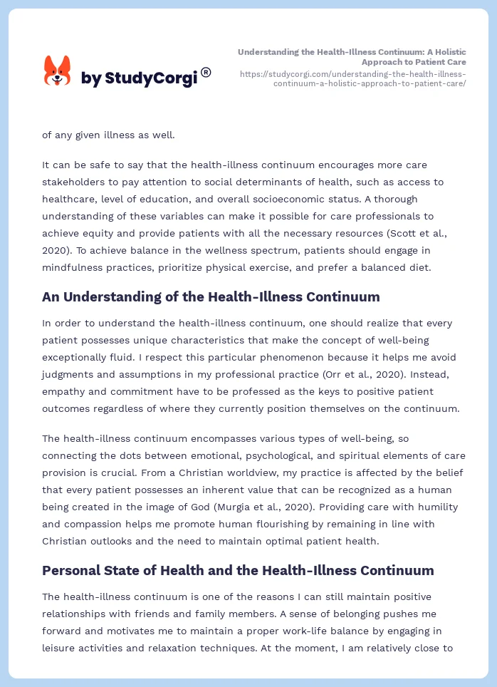 Understanding the Health-Illness Continuum: A Holistic Approach to Patient Care. Page 2