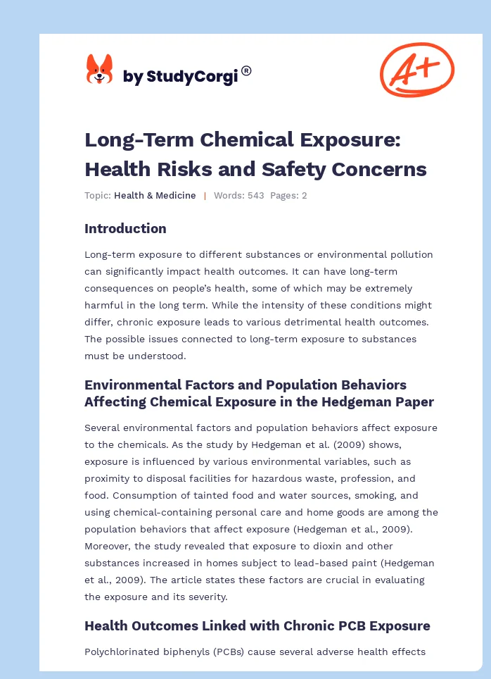 Long-Term Chemical Exposure: Health Risks and Safety Concerns. Page 1